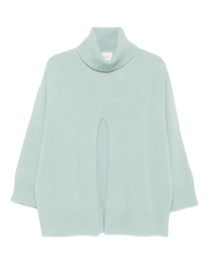 VICOLO Rollkragenpullover mit Schlitz - Blau Blau