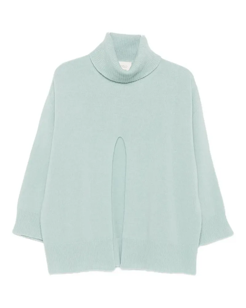 VICOLO Rollkragenpullover mit Schlitz - Blau Blau
