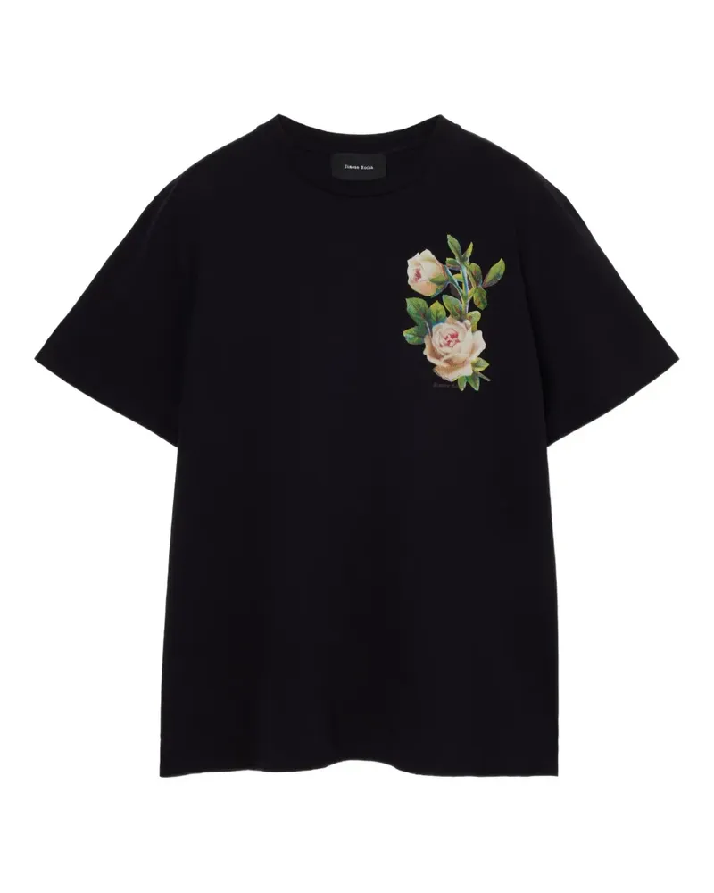 Simone Rocha T-Shirt mit Rosen-Print - Schwarz Schwarz