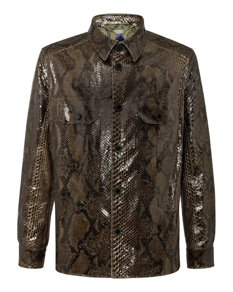 Billionaire Hemdjacke aus Pythonleder - Braun Braun