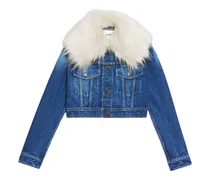 Jeansjacke mit Pelzkragen - Blau