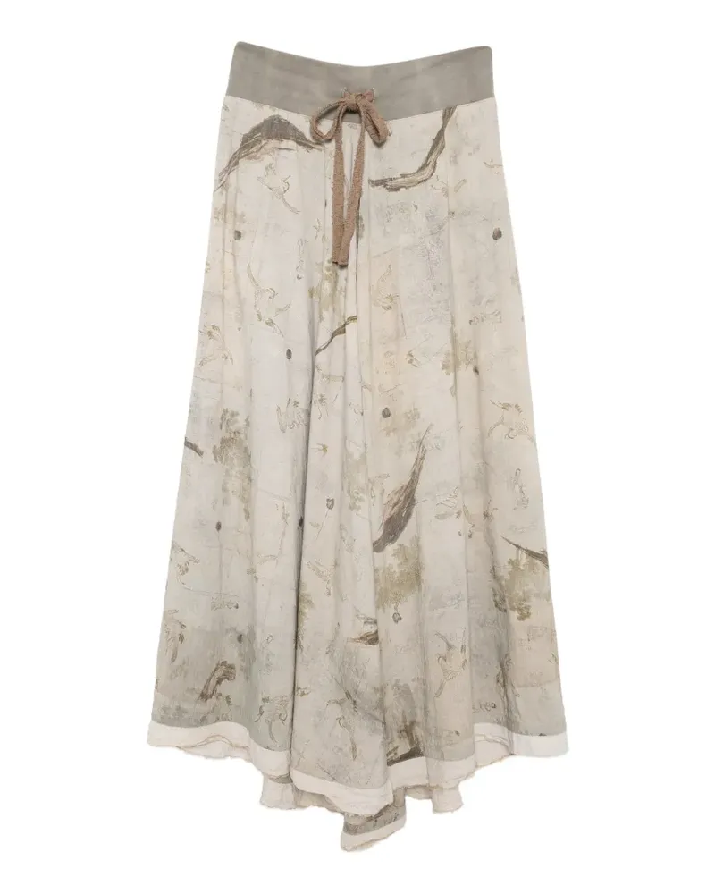 Ziggy Chen graphic-print maxi skirt - Nude Nude