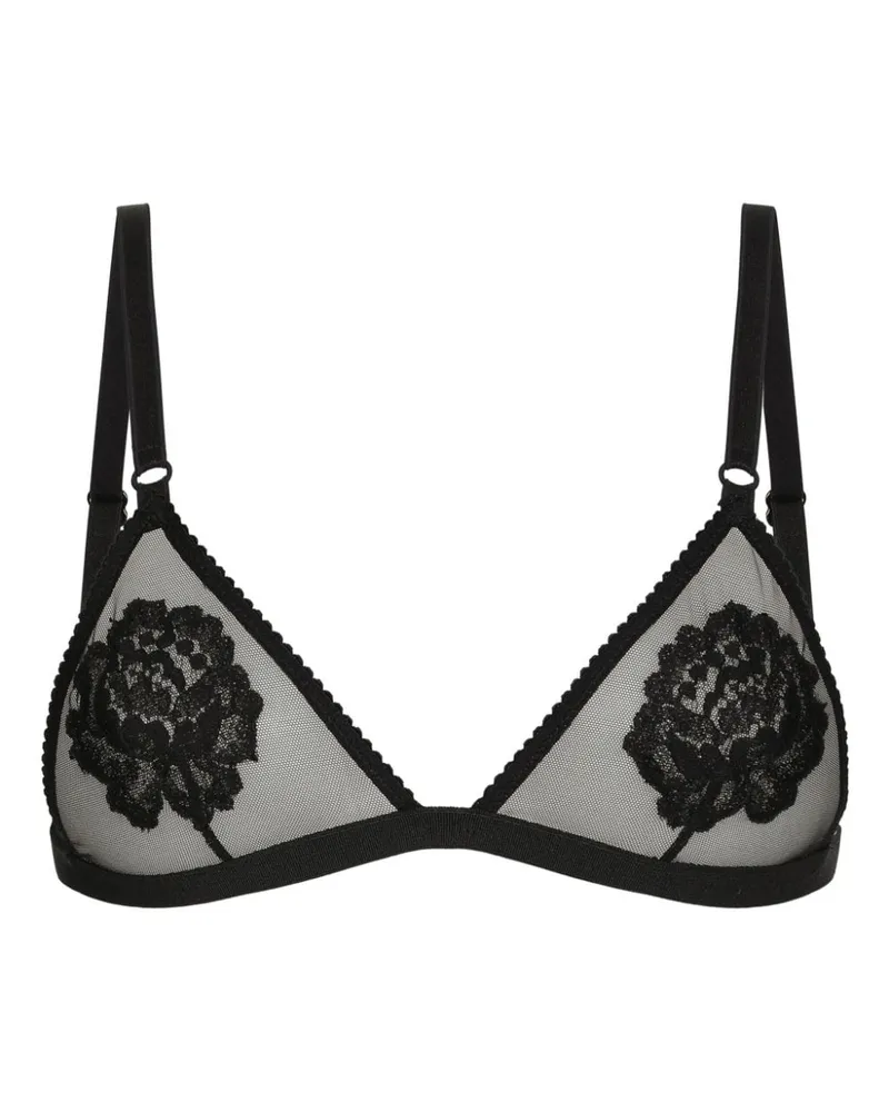 Dolce & Gabbana Triangel-BH mit Blumen-Motiv - Schwarz Schwarz