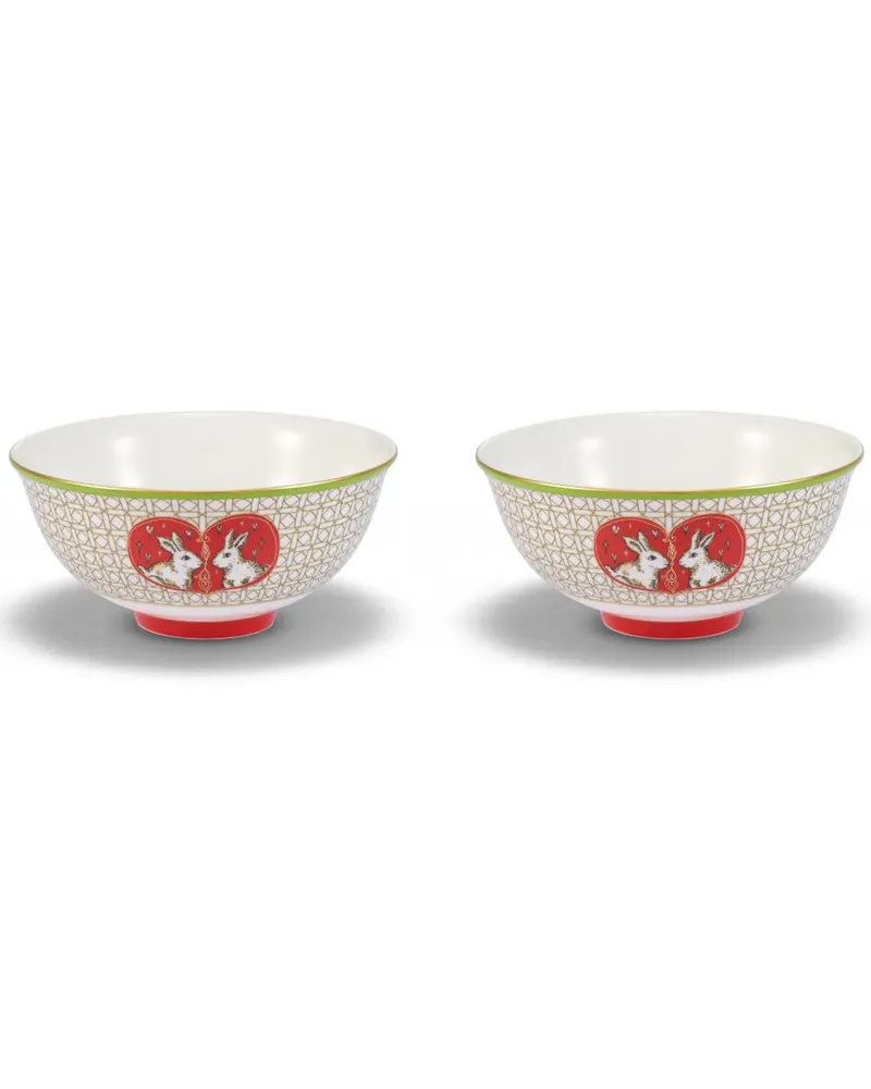 Shanghai Tang x Long Di Set aus zwei Schalen mit Hasen - Weiß Weiß