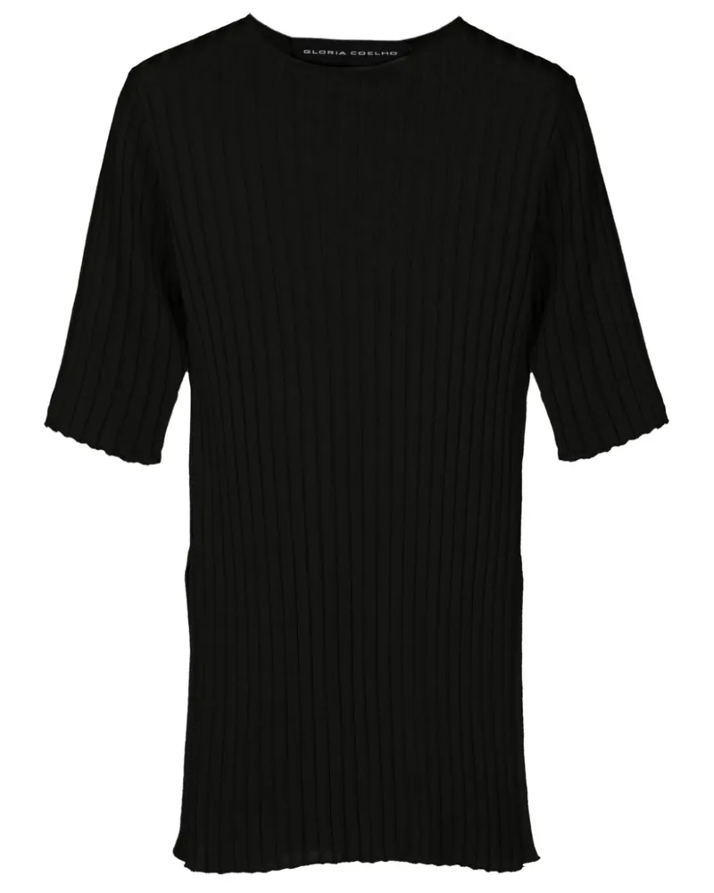 Gloria Coelho T-Shirt mit Schlitz - Schwarz Schwarz