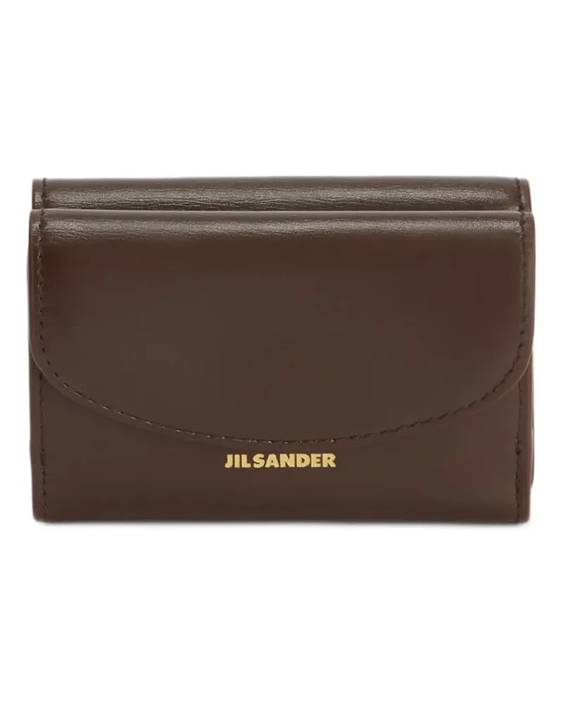Jil Sander Cannolo leather mini wallet and coin purse with embossed  logo - Braun Braun