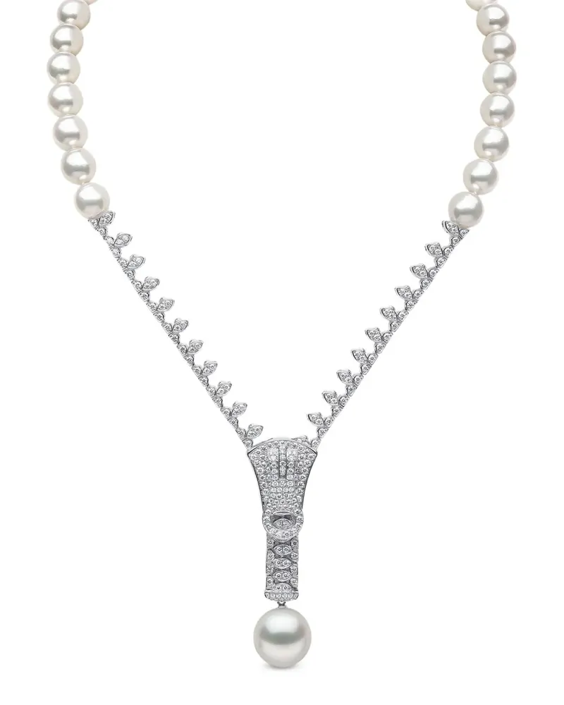 YOKO London 18kt Zyyp Weißgoldhalskette mit Perlen und Diamanten - Silber Silber
