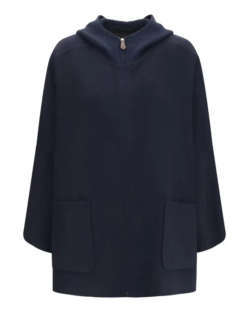 Loro Piana Farrel hooded cashmere cape - Blau Blau