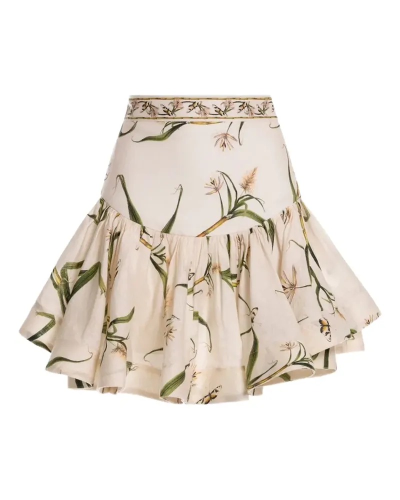 AGUA BENDITA Jacarina floral-print full skirt - Nude Nude
