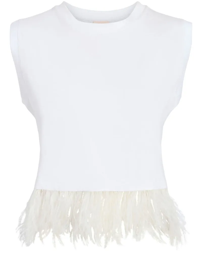 Cinq à Sept Tanktop mit Federnsaum - Weiß Weiß