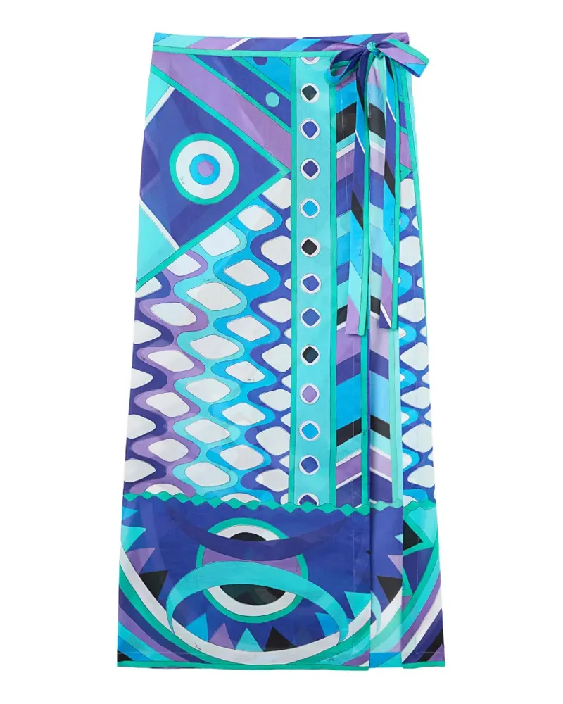 Emilio Pucci Vivara-print cotton sarong skirt - Blau Blau