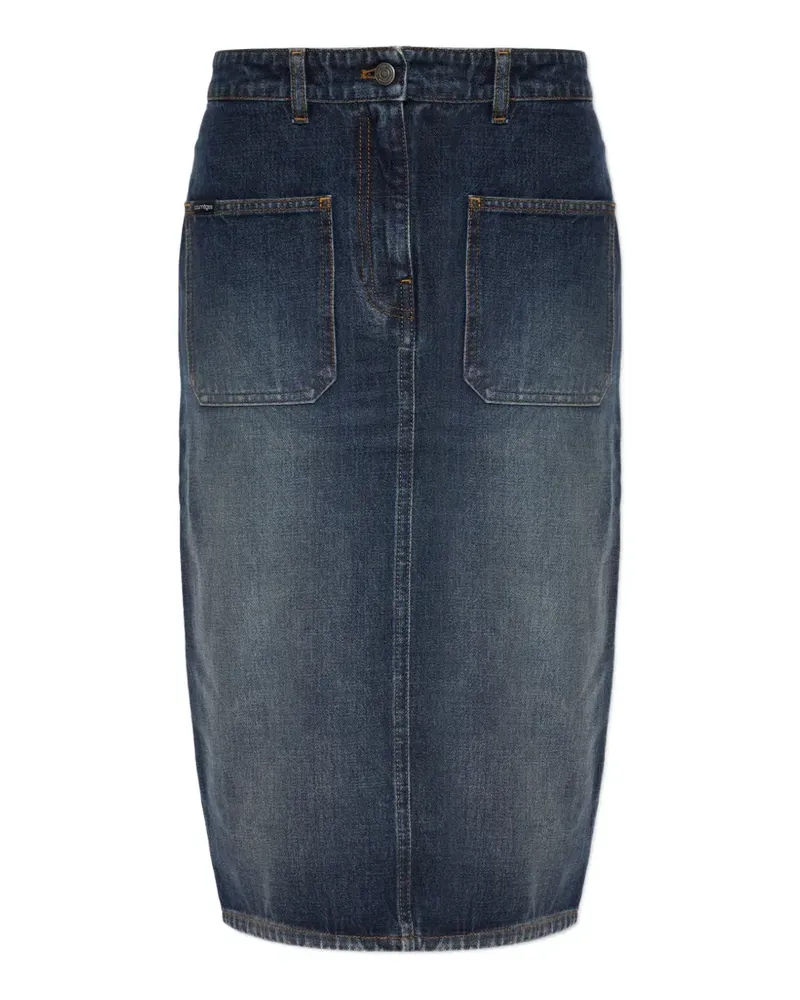 Courrèges retro blue denim midi skirt - Blau Blau