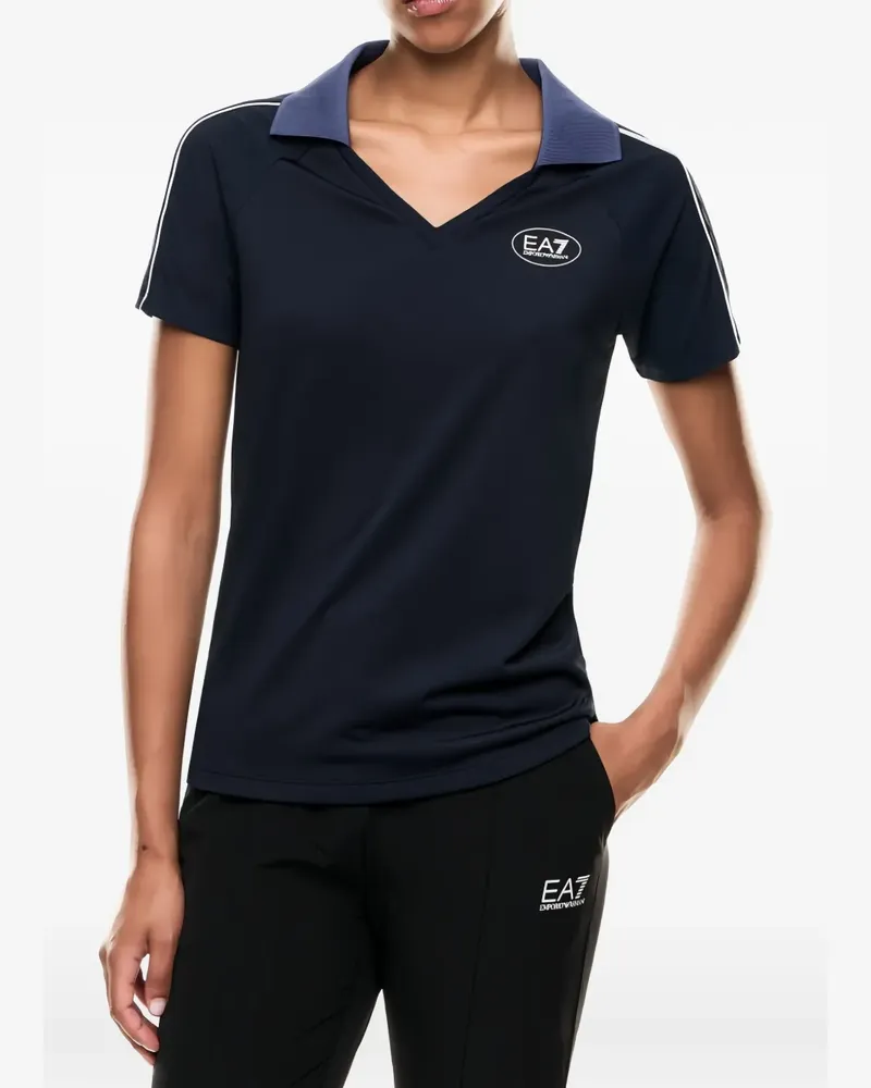 EA7 logo-print V-neck T-shirt - Blau Blau