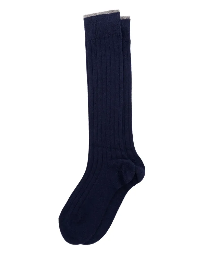Brunello Cucinelli Gerippte Kniestrümpfe - Blau Blau