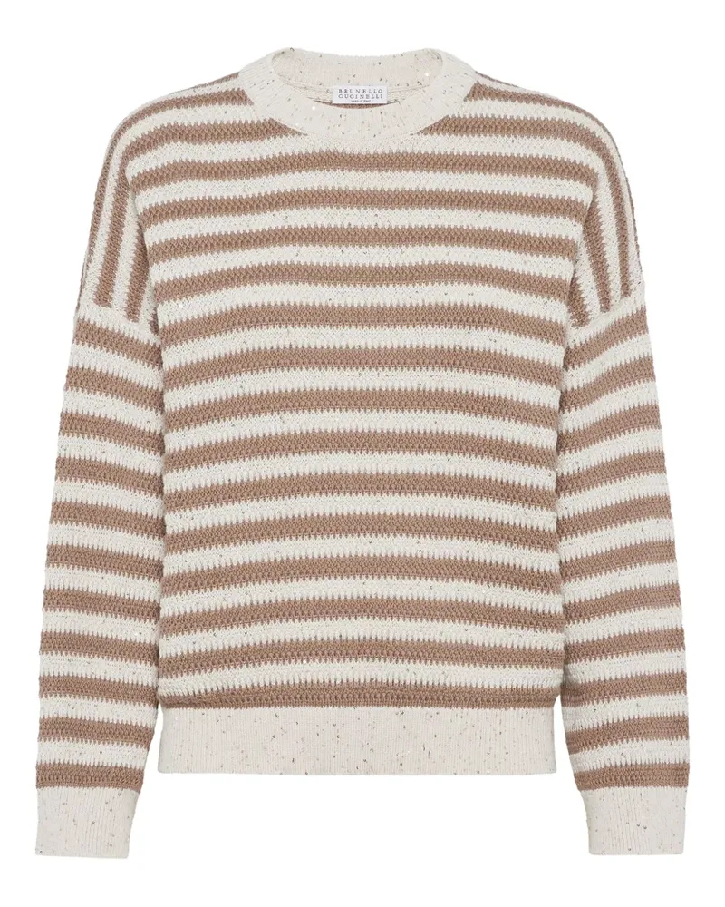 Brunello Cucinelli Gestreifter Pullover - Nude Nude