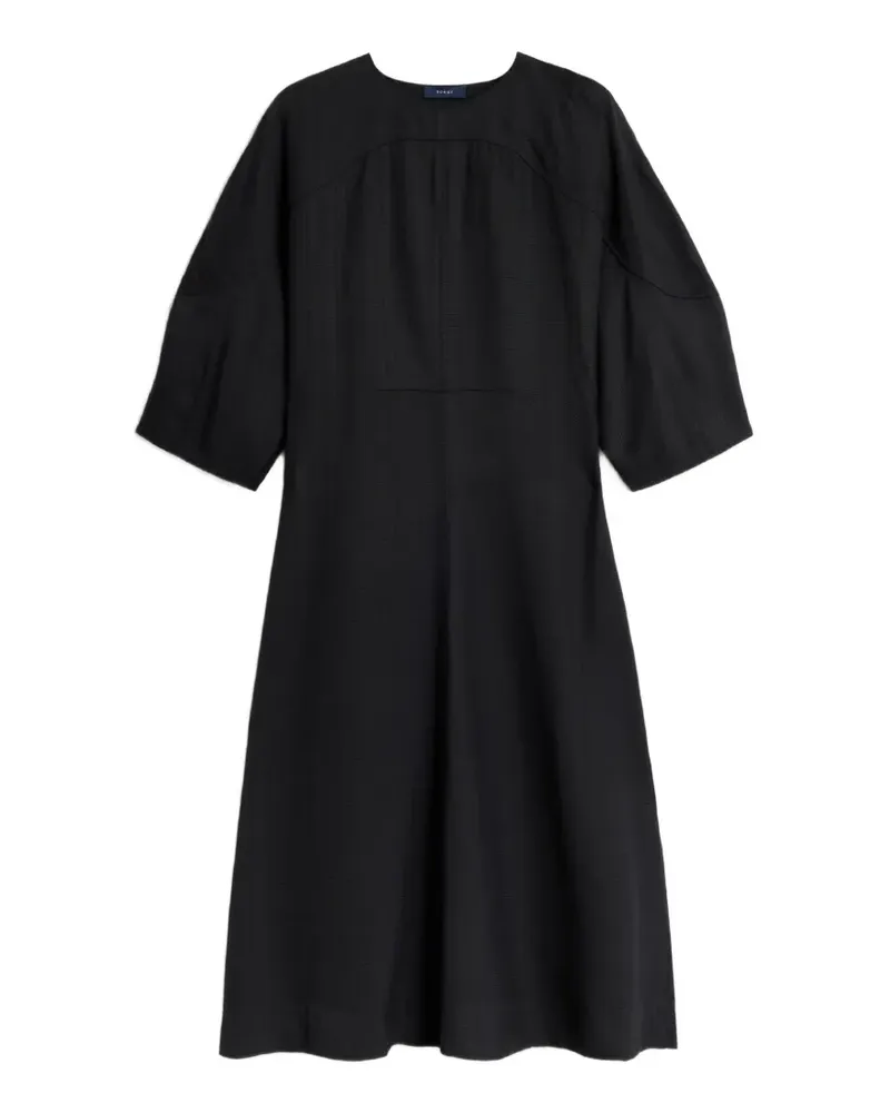 Soeur Janice Midikleid mit Dreiviertelärmeln - Schwarz Schwarz