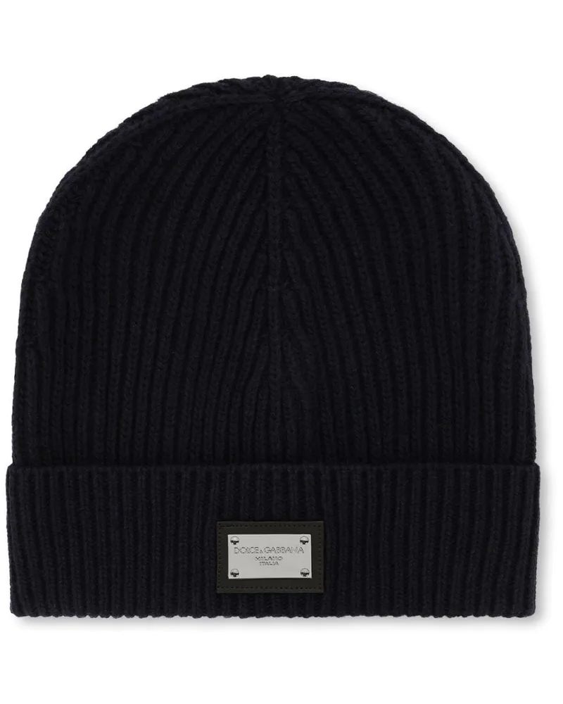Dolce & Gabbana DG Essentials Beanie mit Logo-Patch - Schwarz Schwarz