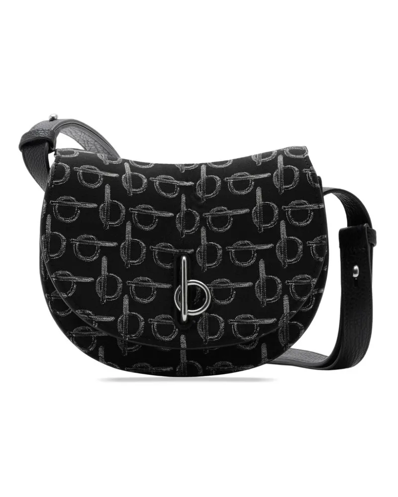 Burberry Mini Rocking Horse Umhängetasche mit b-Muster - Schwarz Schwarz