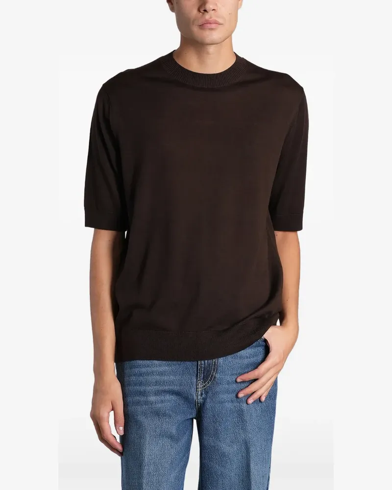 Ballantyne Fein gestricktes T-Shirt - Braun Braun