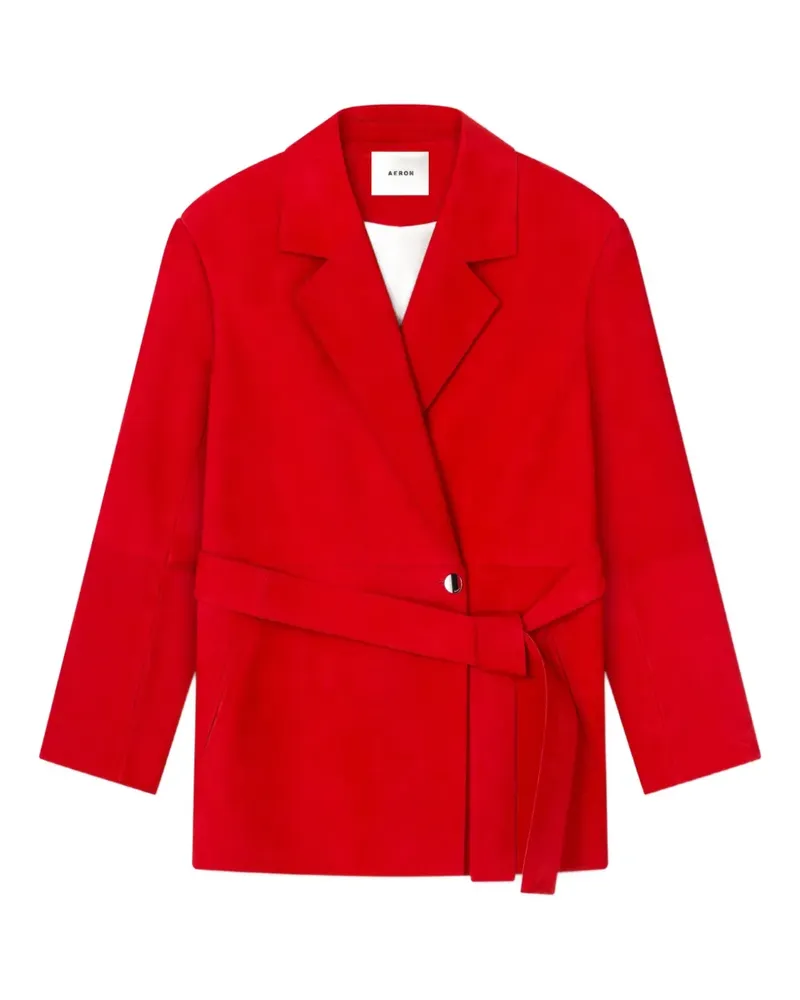 AERON Lederjacke mit Gürtel - Rot Rot