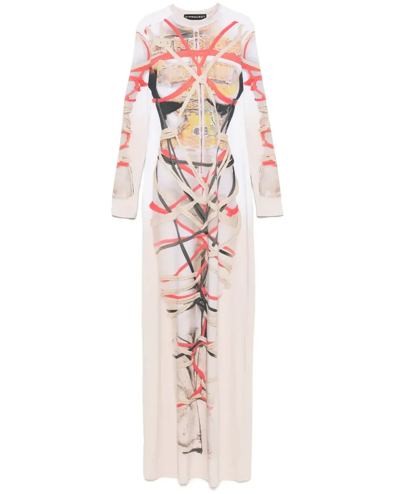 Y/PROJECT Maxikleid mit Print - Nude Nude
