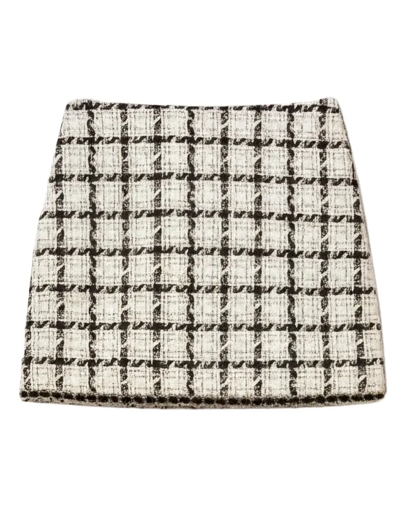Twin-Set Karierter Bouclé-Minirock - Grau Grau