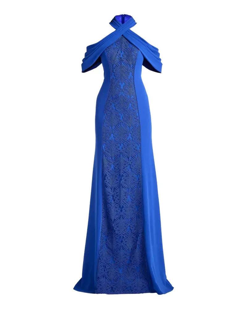 Tadashi Shoji Kato Maxikleid mit Spitzeneinsätzen - Blau Blau