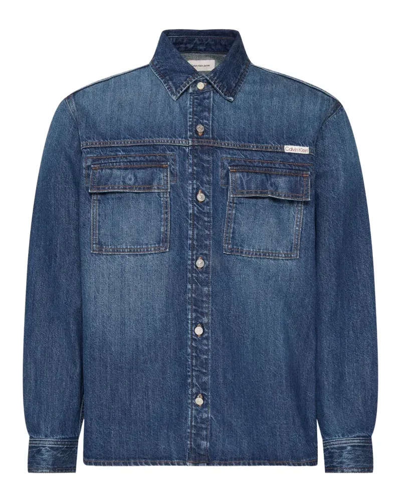 Calvin Klein logo-patch shirt - Blau Blau