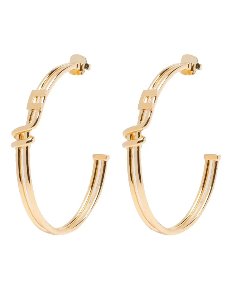 Elisabetta Franchi Creolen mit Logo - Gold Gold