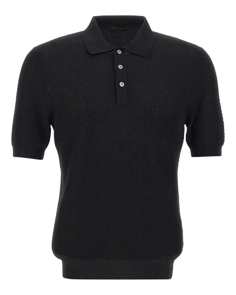 Gran Sasso Strukturiertes Poloshirt - Schwarz Schwarz