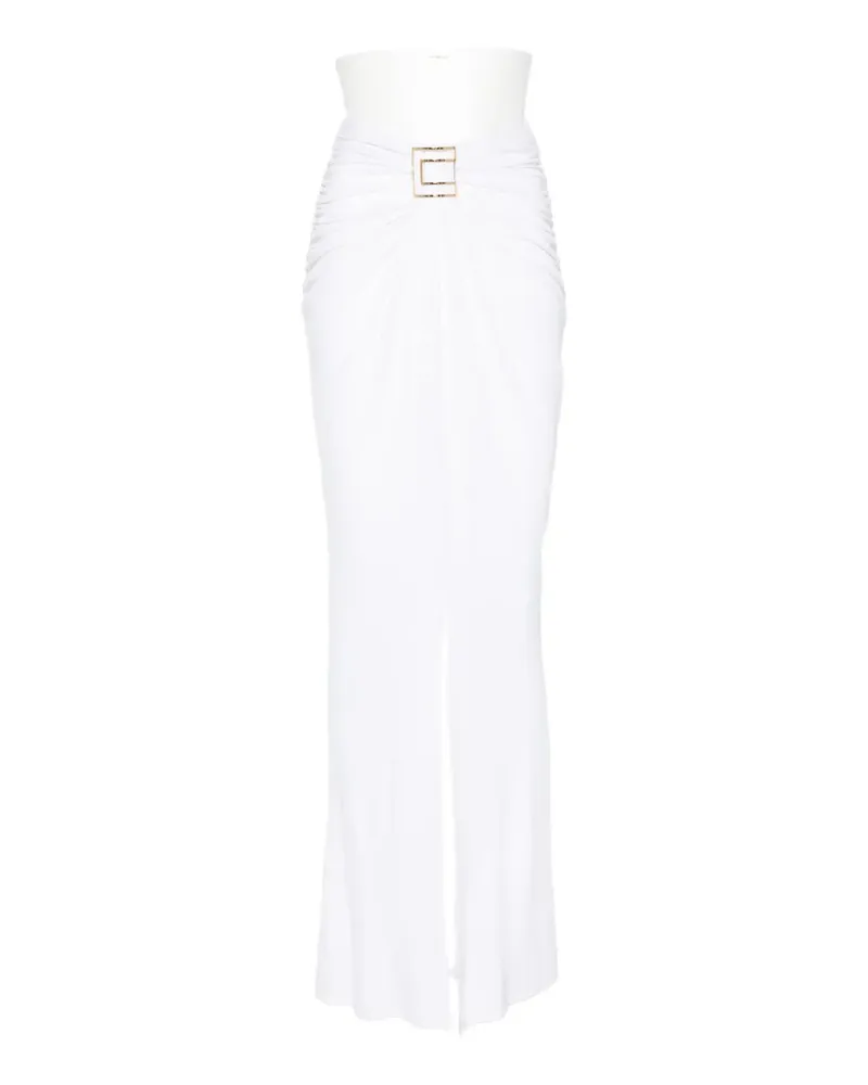 Elisabetta Franchi logo-plaque ruched maxi skirt - Weiß Weiß