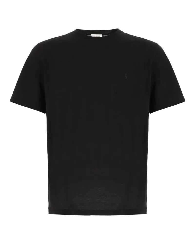 Saint Laurent Cassandre-embroidered T-shirt - Schwarz Schwarz