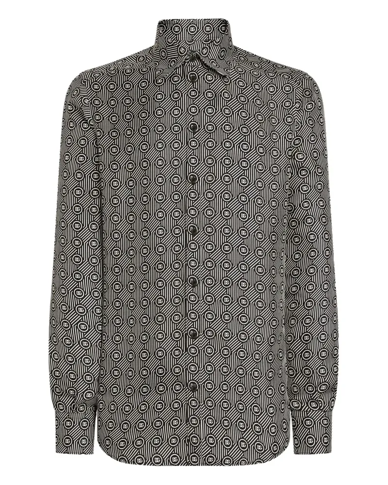 Dolce & Gabbana Hemd mit geometrischem Print - Schwarz Schwarz