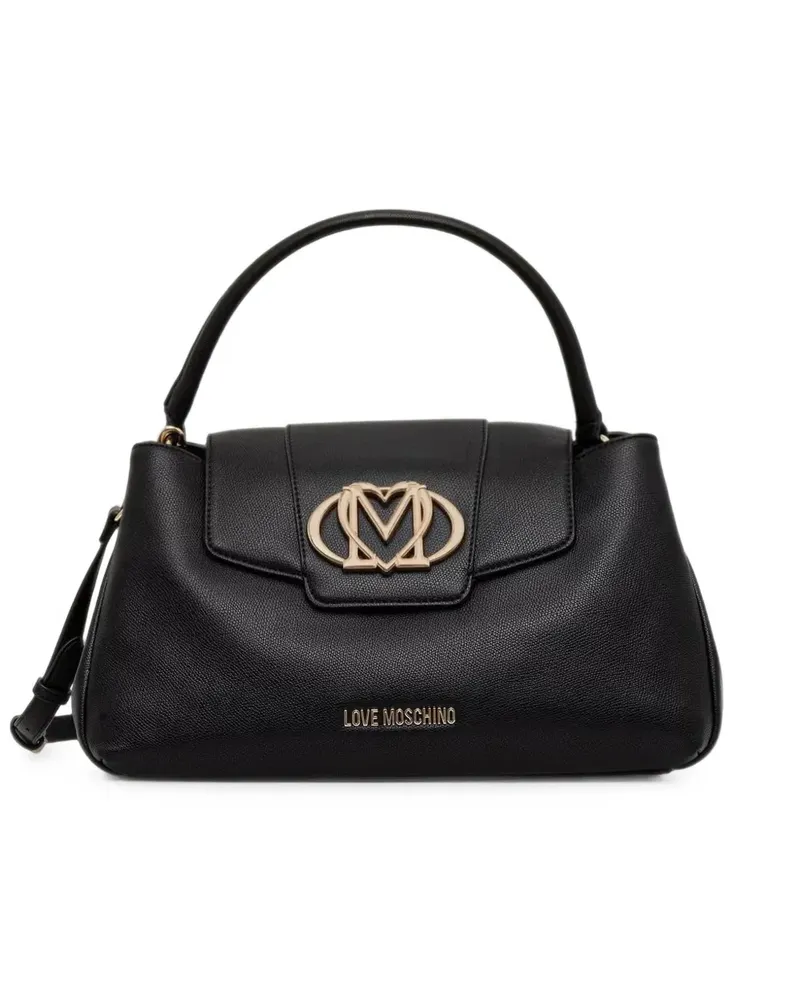 Moschino Tote Bag mit Logo-Schild - Schwarz Schwarz