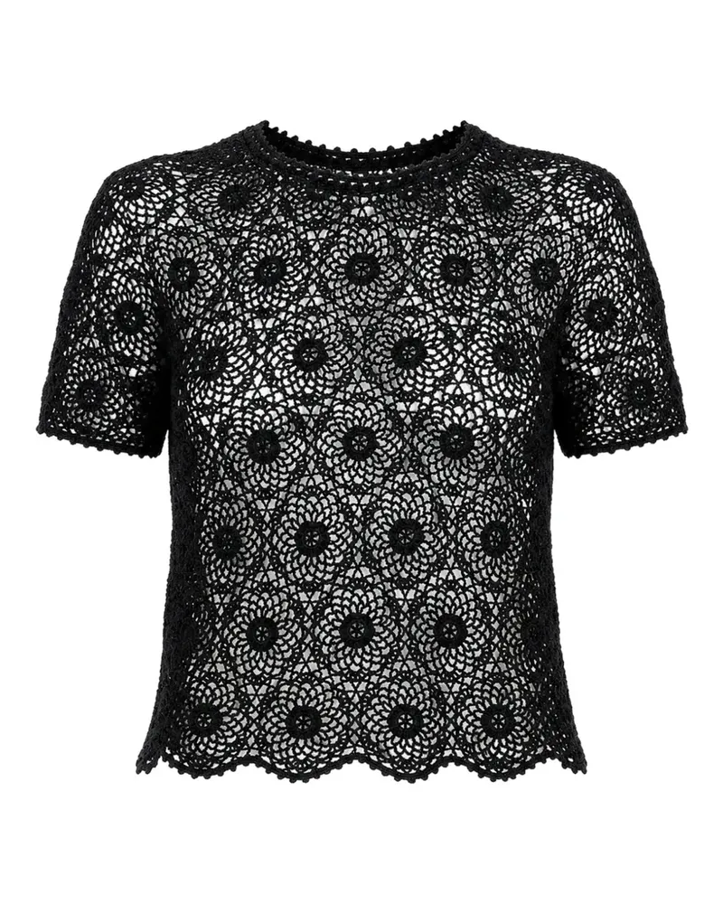 Nili Lotan Elionne Bluse aus Häkelstrick - Schwarz Schwarz