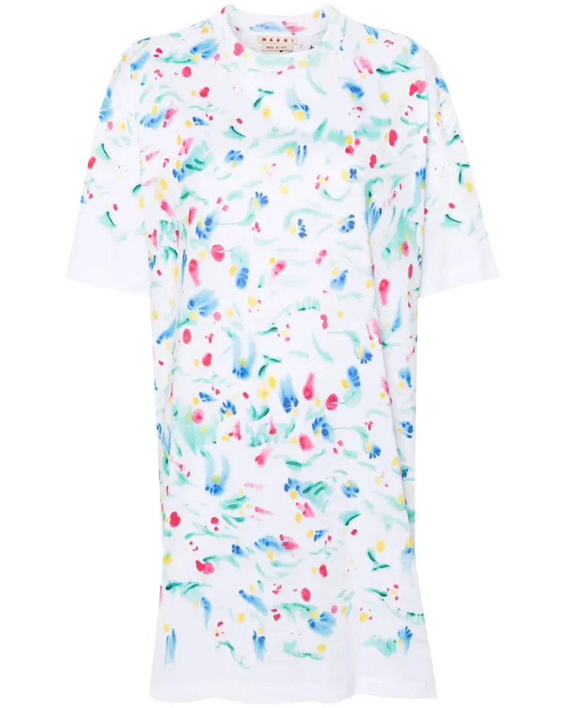 Marni T-Shirtkleid mit abstraktem Print - Weiß Weiß