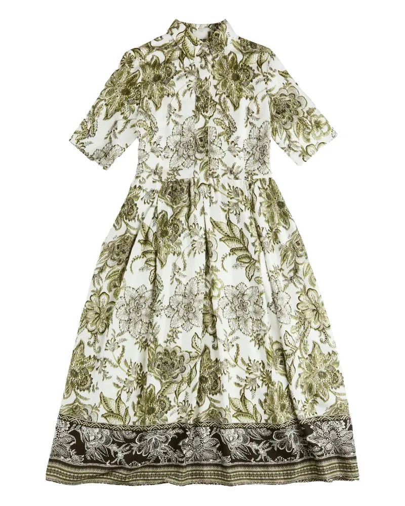 Fay Midikleid mit Blumen-Print - Weiß Weiß