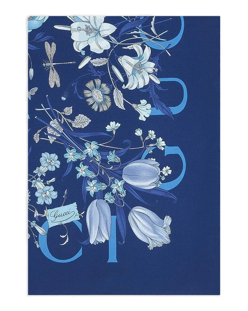 Gucci Schal mit Blumen-Print - Blau Blau