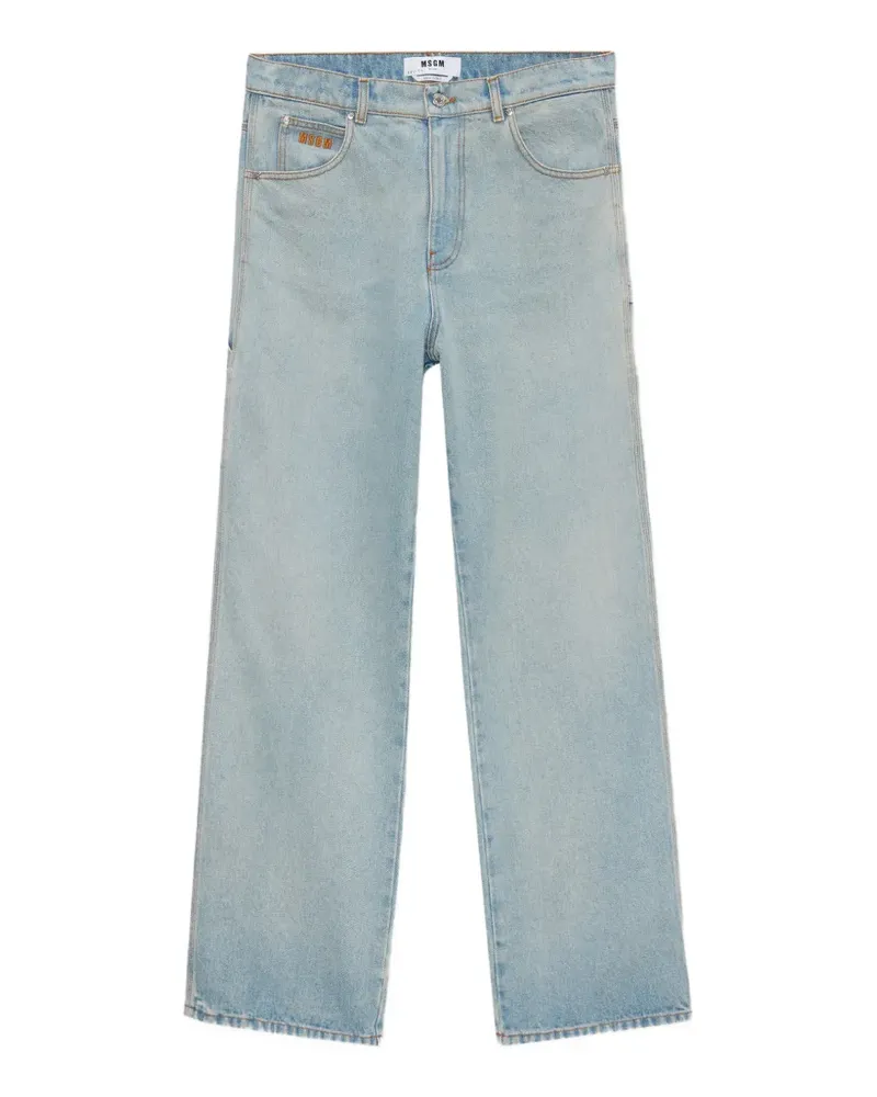 MSGM logo-embroidered pocket jeans - Blau Blau