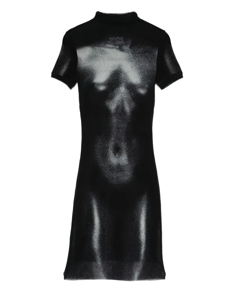 Jean Paul Gaultier Mesh-Kleid mit Body-Print - Schwarz Schwarz