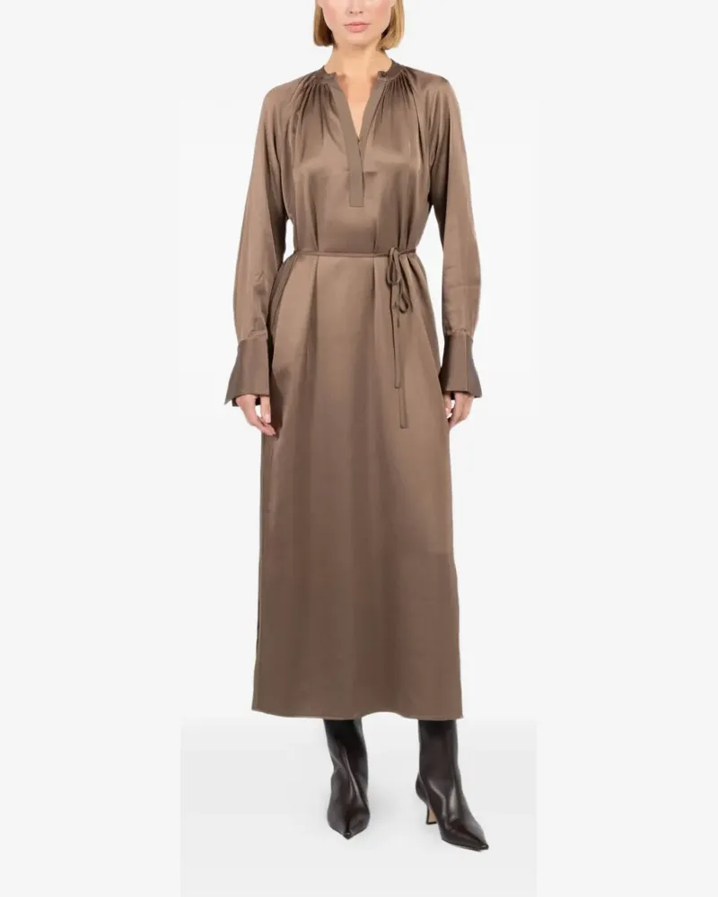Filippa K tie-waist V-neck midi dress - Braun Braun