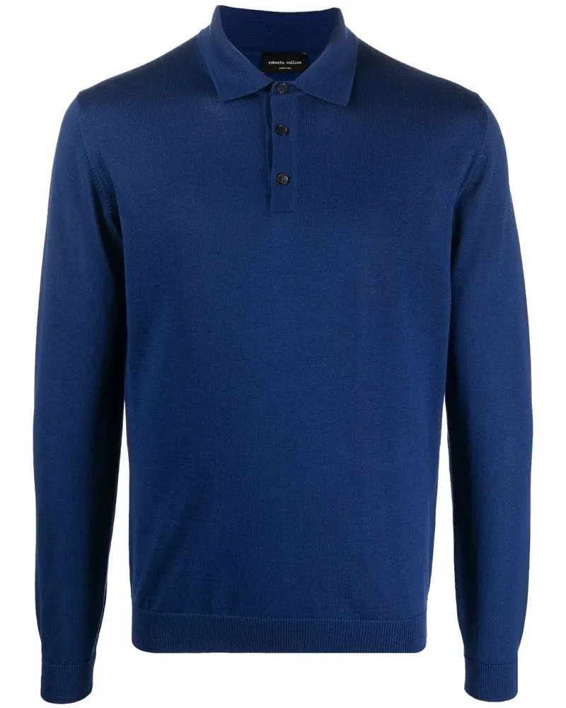 Roberto Collina Langärmeliges Poloshirt - Blau Blau