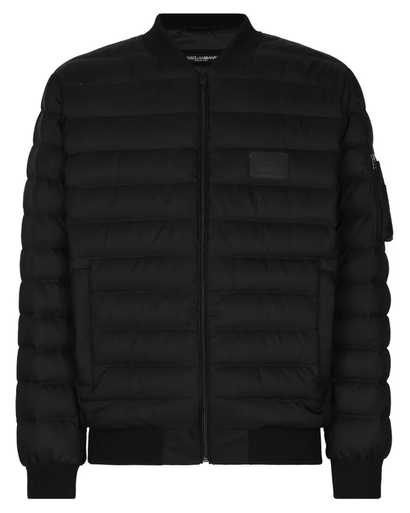 Dolce & Gabbana Gefütterte Jacke mit Logo-Applikation - Schwarz Schwarz