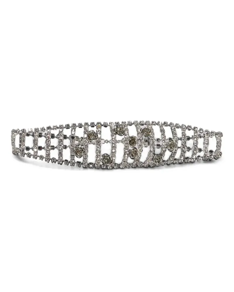 Magda Butrym rhinestone-embellished floral-detail necklace - Silber Silber