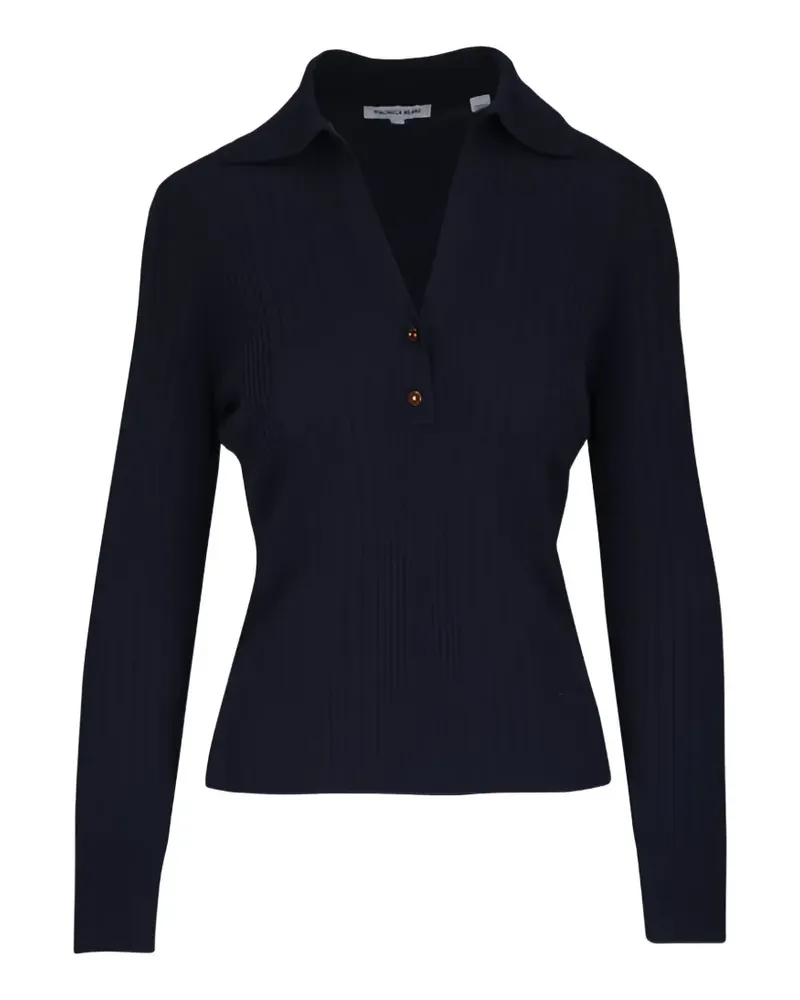 Veronica Beard Geripptes Poloshirt mit Knöpfen - Blau Blau