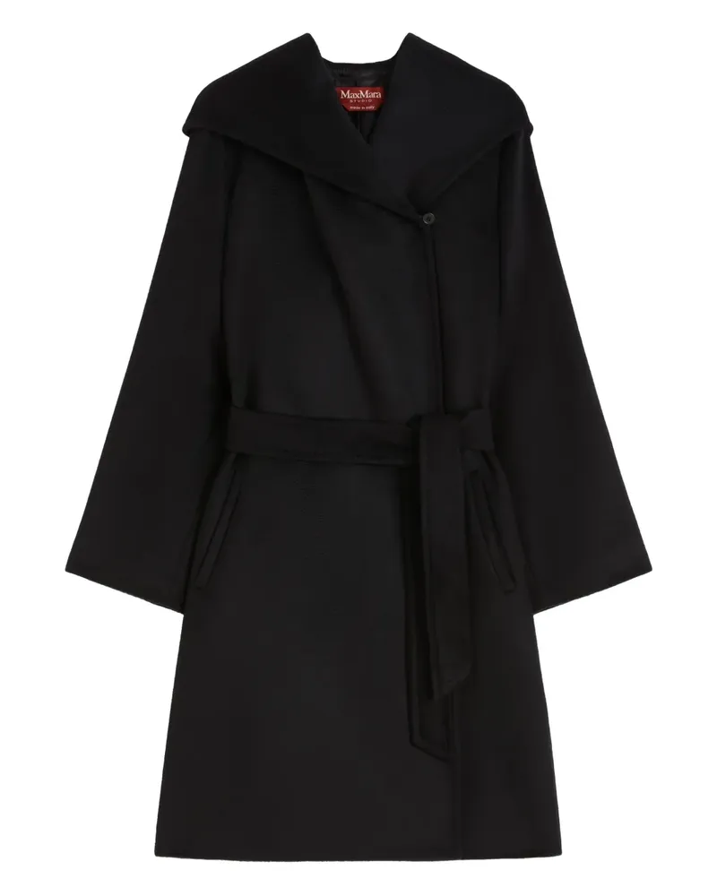 Max Mara Kapuzenmantel mit Gürtel - Schwarz Schwarz