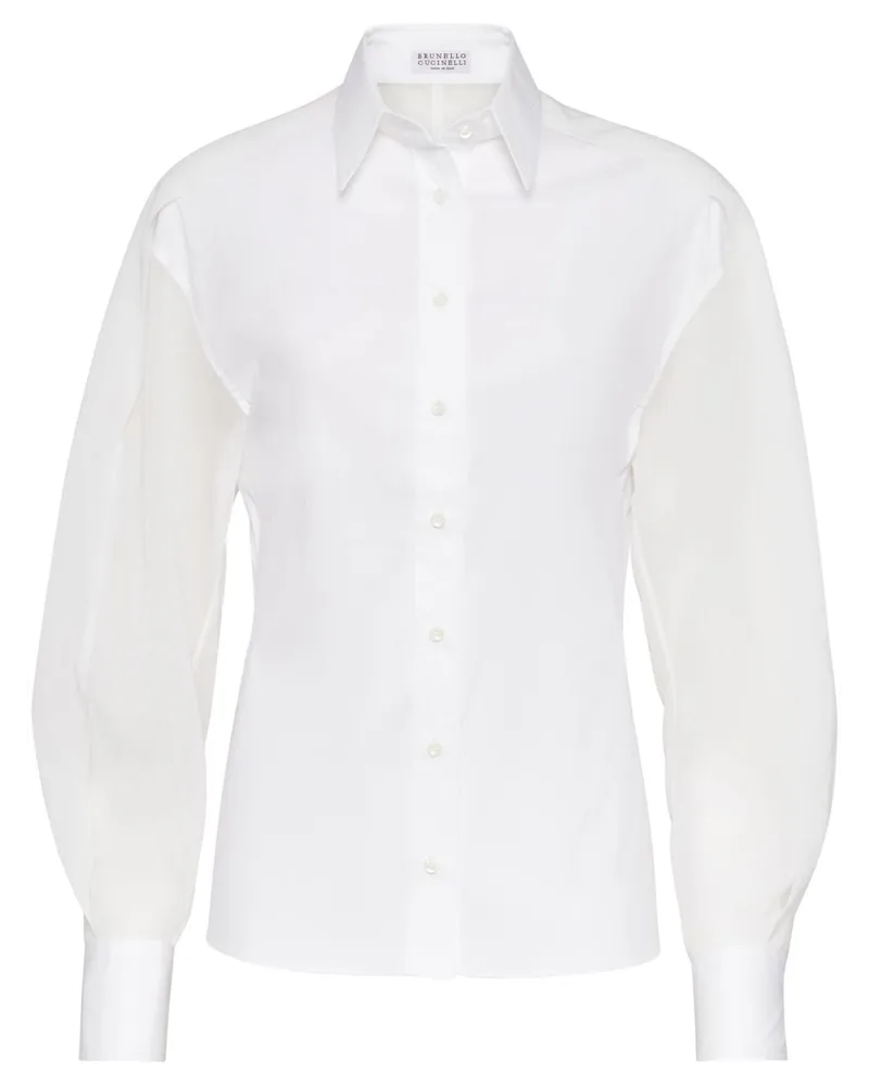 Brunello Cucinelli Hemd mit Organza-Einsatz - Weiß Weiß