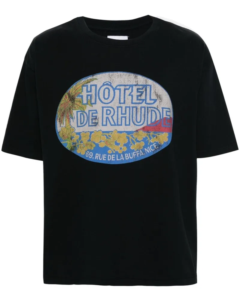 RHUDE Dimora T-Shirt aus Baumwolle Schwarz