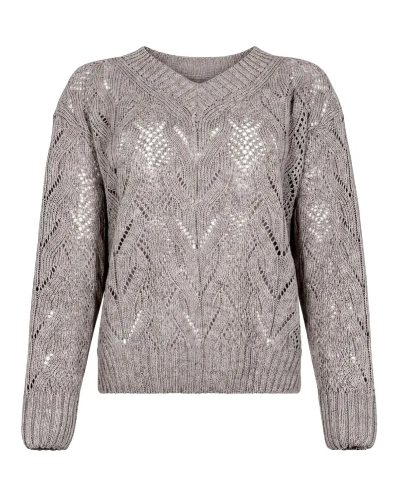 D.EXTERIOR Pullover in Pointelle-Strick mit V-Ausschnitt - Nude Nude