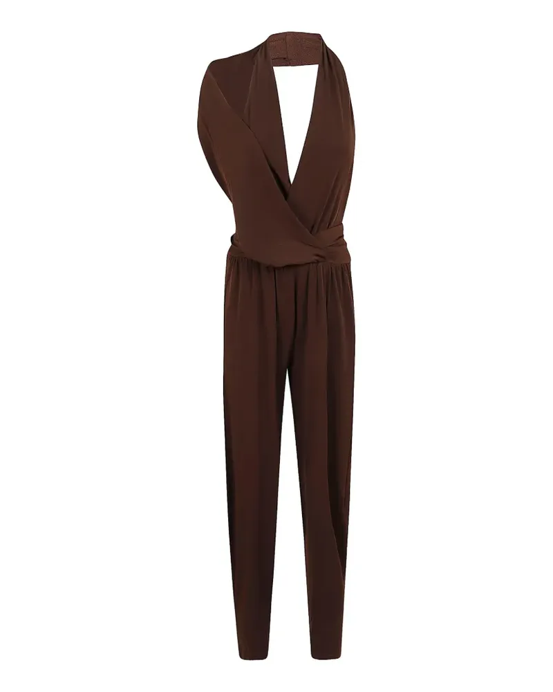 ANDAMANE Drapierter Astra Neckholder-Jumpsuit - Braun Braun